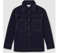 Reiss Reiss Navy Elise Wool-Blend Topstitch Woven Shirt Navy 12