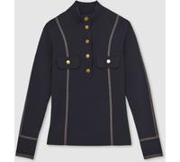 Reiss Reiss Navy Eva Contrast-Stitch Knit Top