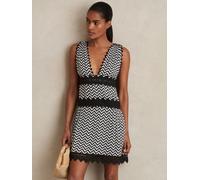 Reiss Reiss Navy Sophia Zig-Zag Print Lace-Trim Mini Dress Navy 42