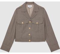 Reiss Reiss Neutral Check Jaque Wool Twin-Pocket Cropped Jacket