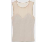 Reiss Reiss Pink Neutral Darcey Mesh Rib-Knit Sweetheart Vest
