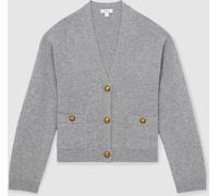 Reiss Reiss Silver Grey Mila Wool-Cashmere Button Cardigan