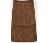 Reiss Reiss Tan Brown Miley Suede Straight-Fit Midi Skirt Tan Brown EU 40 (UK 12)