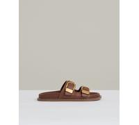 Reiss Reiss Tan Ella Leather Buckled Slip-On Sandals