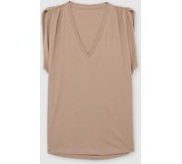 Reiss Reiss Taupe Neutral Renee Cotton Gathered-Detail V-Neck Vest