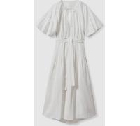Reiss Reiss White Alice Lyocell Blend Puff Sleeve Midi Dress White EU 32 (UK 4)