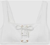 Reiss Reiss White Dee Ribbed Lace-Up Bikini Top