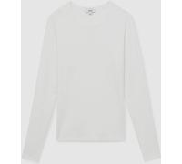 Reiss Reiss White Jada Cotton Crew-Neck Long-Sleeve T-Shirt With Stretch