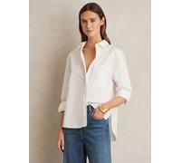 Reiss Reiss White Sofia Cotton Topstitched Button-Through Shirt White 12