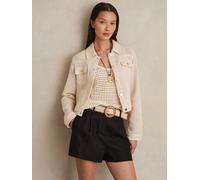Reiss Short Reiss Beau en lin plissé à ceinture Noir EU 44 Long (UK 16 L)