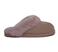 Reissner Lammfelle | Chaussons de maison angéliques Nadine | Pantoufle | Daim | Doublure intérieure en véritable peau d'agneau mérinos | avec couronne en fourrure |, rosé, 36 EU