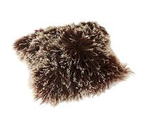 Reissner Lammfelle Tibet Peau de Mouton de Mongolie Housse de Coussin 40x40cm - Grand sélecteur de Couleur JAY106 Couleur Marron (Tops)