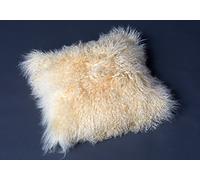 Reissner Lammfelle Tibet Peau de Mouton de Mongolie Housse de Coussin 40x40cm - Grand sélecteur de Couleur JAY08 Couleur Beige Clair/Jaune