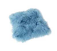 Reissner Lammfelle Tibet Peau de Mouton de Mongolie Housse de Coussin 40x40cm - Grand sélecteur de Couleur JAY20 Couleur Bleu