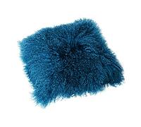 Reissner Lammfelle Tibet Peau de Mouton de Mongolie Housse de Coussin 40x40cm - Grand sélecteur de Couleur JAY21 Couleur Bleu océan