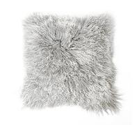 Reissner Lammfelle Tibet Peau de Mouton de Mongolie Housse de Coussin 40x40cm - Grand sélecteur de Couleur JAY105 Couleur Argent Gris (Tops)