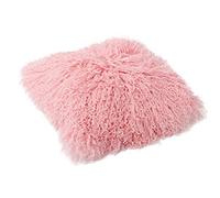 Reissner Lammfelle Tibet Peau de Mouton de Mongolie Housse de Coussin 40x40cm - Grand sélecteur de Couleur JAY101 Couleur Rose