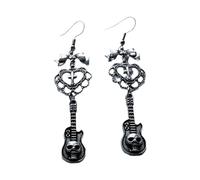 REITINGE Boucles d'oreilles pendantes gothiques en forme de cœur avec nœud en forme de guitare, About 7.5CM long, Métal