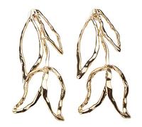 REITINGE Boucles d'oreilles pendantes simples avec fleur creuse et feuille - Boucles d'oreilles pendantes abstraites élégantes - Bijoux tendance pour femme