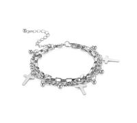 REITINGE Bracelets, bracelet à pendentif croix tendance pour femme, bracelet élégant à double couche, As shown, Acier inoxydable