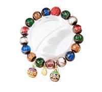 REITINGE Bracelets, bracelet vintage gris en verre avec perles multicolores, bracelet ethnique chinois, accessoire pour un usage quotidien, As shown, Résine