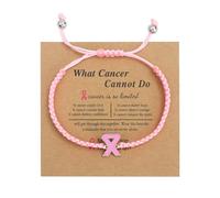 REITINGE Bracelets pour la sensibilisation au cancer du sein - Bracelet d'espoir pour femme - Bracelet en corde tressée - Fait à la main, As shown, Fil de coton alliage