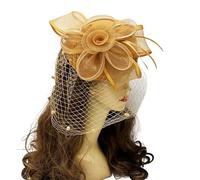 REITINGE Chapeau bibi vintage avec fleur et filet - Style années 20 - Pince à cheveux réglable pour mariage, kaki, taille unique