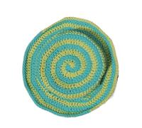 REITINGE Chapeau cloche occidental tissé à la main respirant Cloches vintage simple chapeau crochet coloré circulaire chapeaux seau pour femme, argent curcuma bleu, taille unique