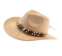 REITINGE Chapeau ethnique populaire pour bal masqué, gentleman jazzy avec ceinture perlée pour adulte, concert, danse, chapeau, panama avec ceinture, kaki, taille unique