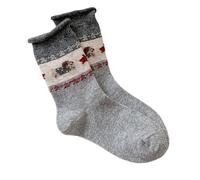 REITINGE Chaussettes en laine épaisse pour femme - Mi-mollet - Antidérapantes - Poignets côtelés - Chaudes - Thermiquement adorables motifs de chiens - Laine pour femme, gris clair, taille unique