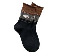 REITINGE Chaussettes en laine épaisse pour femme - Mi-mollet - Antidérapantes - Poignets côtelés - Chaudes - Thermiquement adorables motifs de chiens - Laine pour femme, Noir , taille unique