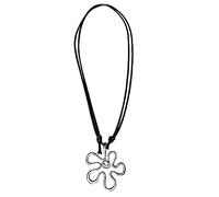 REITINGE Collier en cuir avec pendentif fleur creuse - Chaîne de clavicule réglable - Chaîne de cou froide, As shown, Alliage + corde en cuir