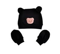 REITINGE Ensemble bonnet d'hôpital et gants en coton pour bébé - Anti-rayures - Unisexe - Pour bébé garçon, Noir , B