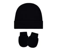 REITINGE Ensemble bonnet et gants pour nouveau-né - Lavable en machine - Coton doux - Ajustement sécurisé - 0 à 3 mois, Noir , Taille unique