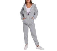 REITINGE Ensemble sweat à capuche léger à fermeture éclair sur le devant et jogging avec taille élastique, vêtements de sport confortables pour femmes avec poches latérales, survêtements décontractés