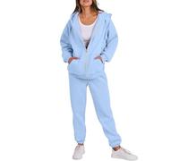 REITINGE Ensemble sweat à capuche léger à fermeture éclair sur le devant et jogging avec taille élastique, vêtements de sport confortables pour femmes avec poches latérales, survêtements décontractés