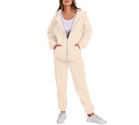 REITINGE Ensemble sweat à capuche léger à fermeture éclair sur le devant et jogging avec taille élastique, vêtements de sport confortables pour femmes avec poches latérales, survêtements décontractés