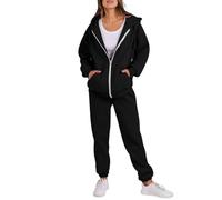 REITINGE Ensemble sweat à capuche léger à fermeture éclair sur le devant et jogging avec taille élastique, vêtements de sport confortables pour femmes avec poches latérales, survêtements décontractés