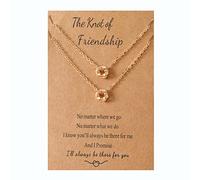 REITINGE Lot de 2 colliers avec nœud pour meilleure amie, anniversaire pour longue distance, bijoux pour femmes et filles, As shown in the figure, Cuivre, chaîne en cuivre
