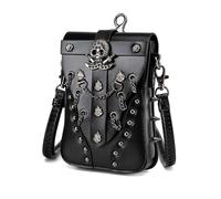 REITINGE Petit sac à bandoulière punk pour femme avec sangle réglable en cuir motif tête de mort pour les trajets quotidiens et les fêtes, sac prêt à l'emploi