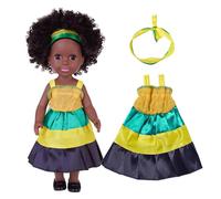 REITINGE Poupée africaine Life Like Reborns de 35,6 cm - Jolie poupée noire qui semble réelle avec robe tendance AfroHair pour enfants