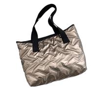 REITINGE Sac à bandoulière décontracté de couleur unie pour femme avec intérieur spacieux résistant à l'eau en cuir PU matelassé matelassé sous les bras, champagne, 32*11*28cm
