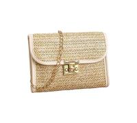 REITINGE Sac à bandoulière décontracté polyvalent, sac de voyage, texture tissée, pour femmes et filles, Cadenas carré blanc, Reference image information