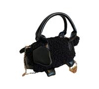 REITINGE Sac à bandoulière en peluche pour femme avec jolis motifs - Convient pour un usage quotidien et urbain, Noir , Reference image information
