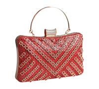 REITINGE Sac à main de fête en nylon avec motif strass, sac à bandoulière spacieux, organisé, intérieur, événement social, essentiel, pratique, sac à main tendance en nylon, Rouge, One Size