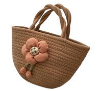 REITINGE Sac à main tendance tissé à la main pour femme, sac à main spacieux et léger, en coton, adapté pour le shopping et les voyages, Sac Kaki, Reference size