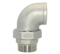 REIUAFWYGV 1/4" 1/2" 3/4" 1" 2" Male & Female 90 Degree Elbow Thread SS304 Live Joint Coupling Union Connector Pipe Fitting for Tube 1pcs(1-1/4")