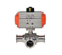 REIUAFWYGV 1.5" Tri Clamp OD45mm Pipe 304 Stainless Steel Three-Way Ball Valve L Type