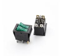 REIUAFWYGV 1Pcs 220V Interrupteur KCD4 Bouton d'alimentation à Bascule en Forme de Bateau Marche-arrêt Double lumière Verte