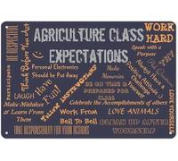 REIUAFWYGV Agriculture Class Rules Aluminum Wall Sign 8 X 12 in